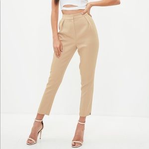 Missguided Nude Pleated Cigarette Trousers
